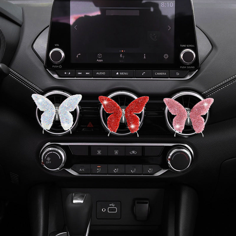 Metal Butterfly Car Interior Decoration In Champagne, Stylish Car Air Freshener Accessory
