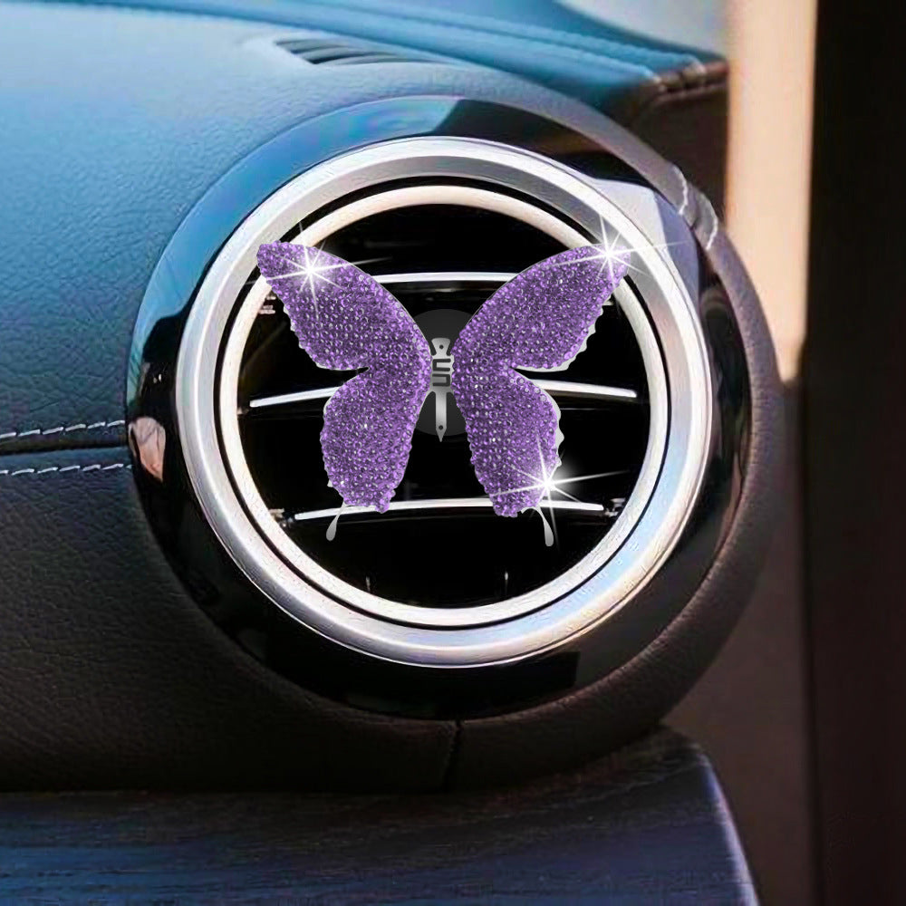 Metal Butterfly Car Interior Decoration In Champagne, Stylish Car Air Freshener Accessory