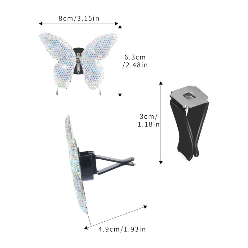 Metal Butterfly Car Interior Decoration In Champagne, Stylish Car Air Freshener Accessory