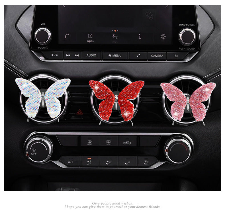 Metal Butterfly Car Interior Decoration In Champagne, Stylish Car Air Freshener Accessory