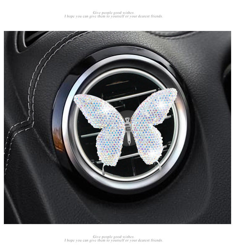 Metal Butterfly Car Interior Decoration In Champagne, Stylish Car Air Freshener Accessory