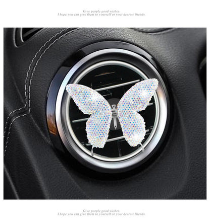 Metal Butterfly Car Interior Decoration In Champagne, Stylish Car Air Freshener Accessory