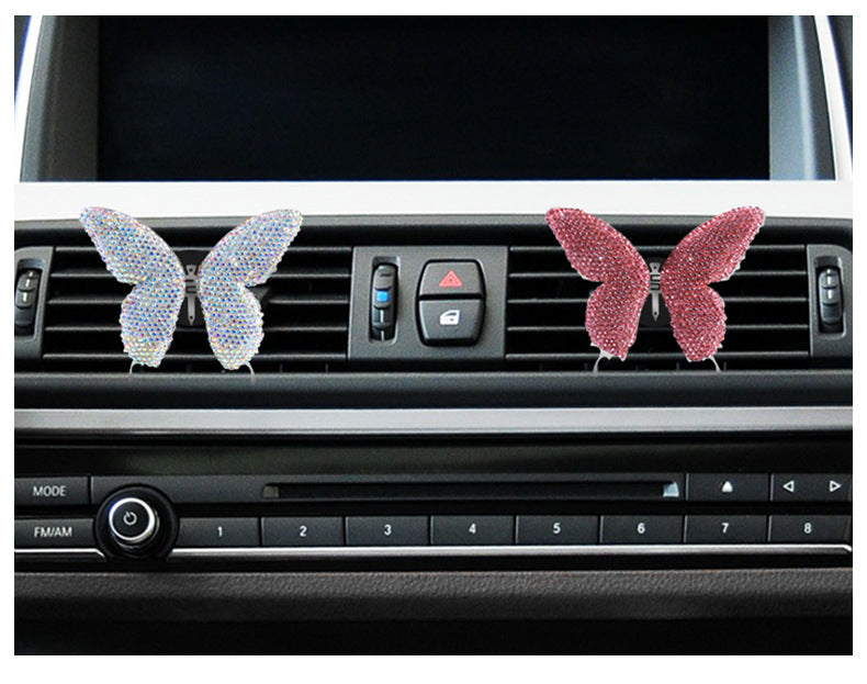 Metal Butterfly Car Interior Decoration In Champagne, Stylish Car Air Freshener Accessory