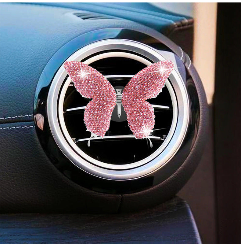 Metal Butterfly Car Interior Decoration In Champagne, Stylish Car Air Freshener Accessory
