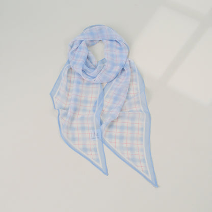 French Style Plaid Silk Scarf For Women In Multicolor Polyester, Perfect For Spring