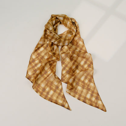 French Style Plaid Silk Scarf For Women In Multicolor Polyester, Perfect For Spring