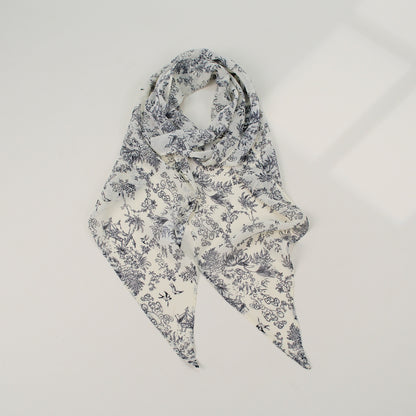French Style Plaid Silk Scarf For Women In Multicolor Polyester, Perfect For Spring