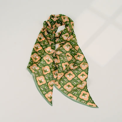 French Style Plaid Silk Scarf For Women In Multicolor Polyester, Perfect For Spring