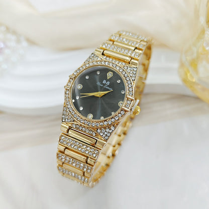 Women's Quartz Watch With Round Dial, Alloy Strap, Single Folding Buckle, And Ordinary Glass Mirror