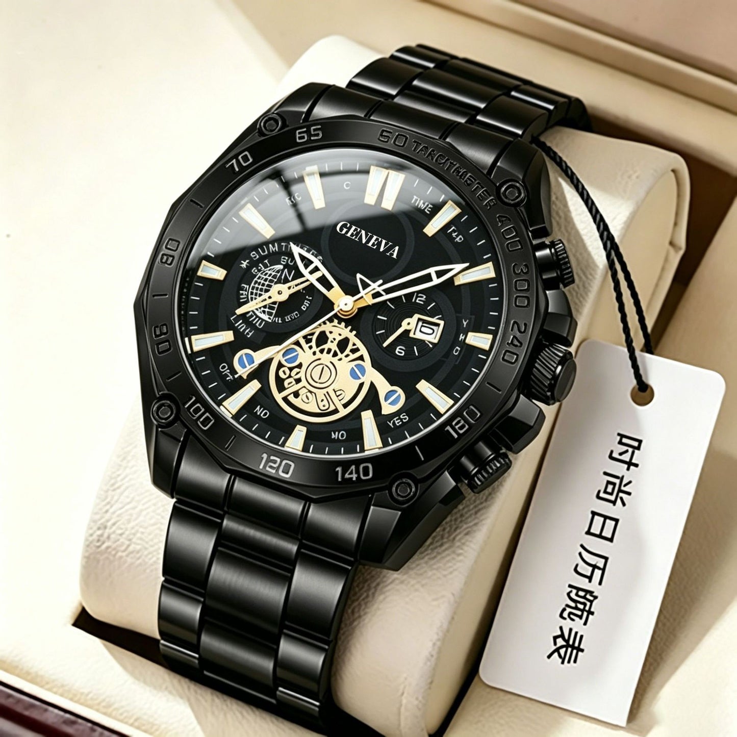 Men's Smartwatch Bundle With Quartz Movement, Round Dial, Alloy Strap, Single Folding Buckle, And Ordinary Glass Mirror