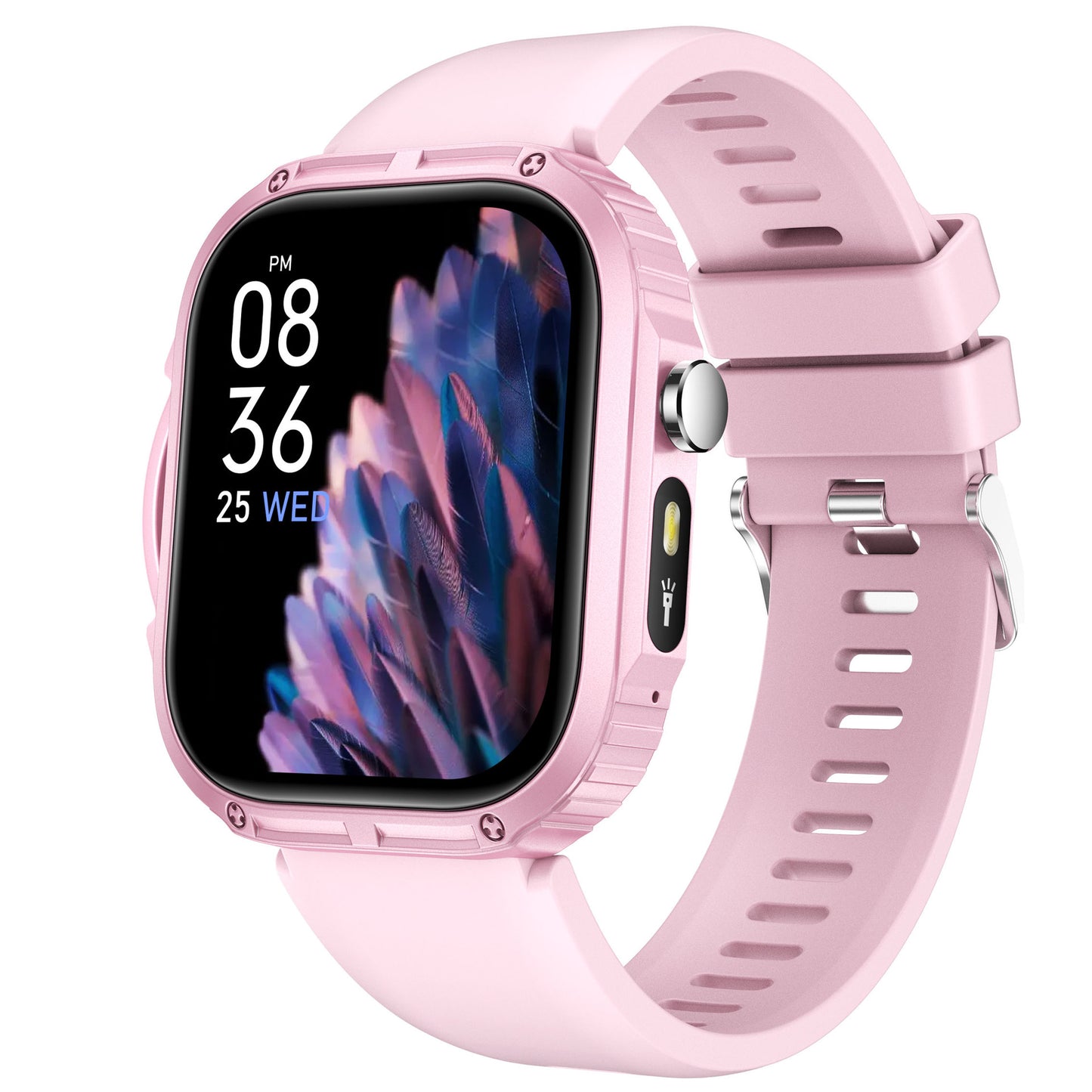 Women’s Round Dial Smart Watch With Silica Gel Strap And Ordinary Glass Mirror Featuring Bluetooth Calling