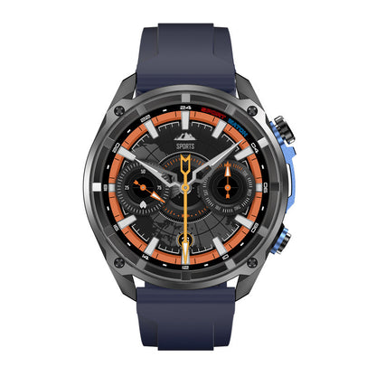 Men's Smart Watch With Round Dial, Silica Gel Strap In Dyed Black, Tempered Glass Mirror, Featuring Bluetooth Calling