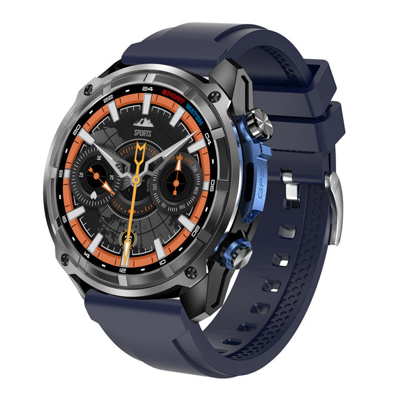 Men's Smart Watch With Round Dial, Silica Gel Strap In Dyed Black, Tempered Glass Mirror, Featuring Bluetooth Calling