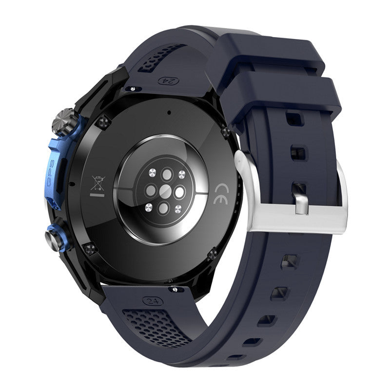 Men's Smart Watch With Round Dial, Silica Gel Strap In Dyed Black, Tempered Glass Mirror, Featuring Bluetooth Calling