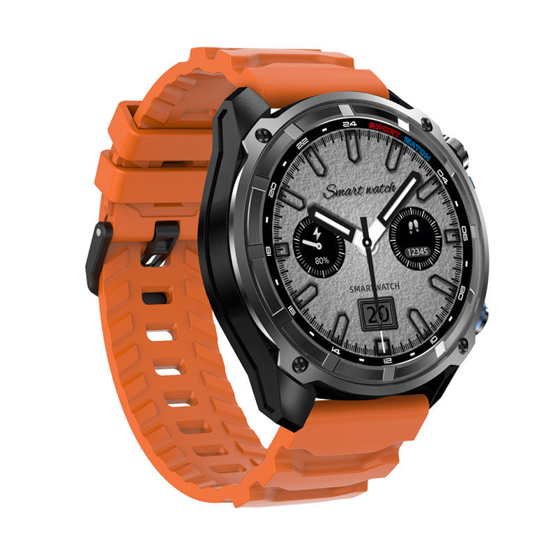 Men's Smart Watch With Round Dial, Silica Gel Strap In Dyed Black, Tempered Glass Mirror, Featuring Bluetooth Calling