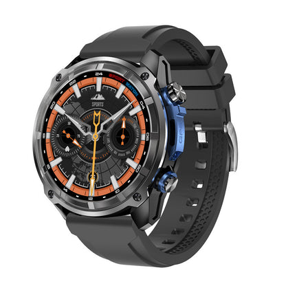 Men's Smart Watch With Round Dial, Silica Gel Strap In Dyed Black, Tempered Glass Mirror, Featuring Bluetooth Calling
