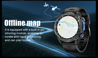 Men's Smart Watch With Round Dial, Silica Gel Strap In Dyed Black, Tempered Glass Mirror, Featuring Bluetooth Calling