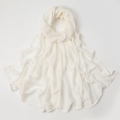 Solid Color Polyester Shawl In Dyed Black, Suitable For All Seasons, Stylish Scarf Accessory