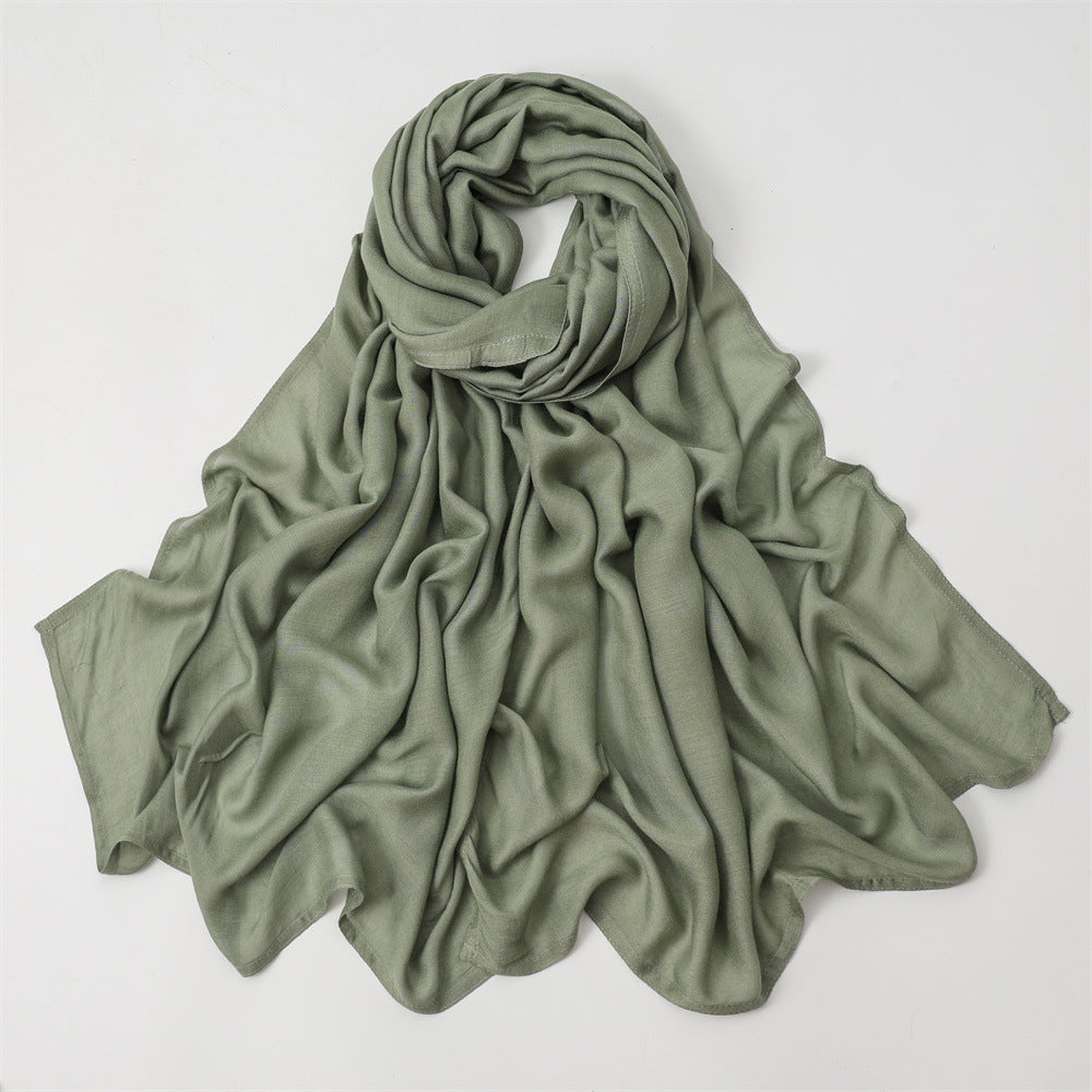 Solid Color Polyester Shawl In Dyed Black, Suitable For All Seasons, Stylish Scarf Accessory