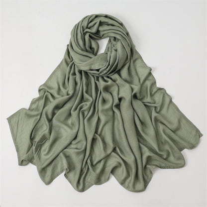 Solid Color Polyester Shawl In Dyed Black, Suitable For All Seasons, Stylish Scarf Accessory