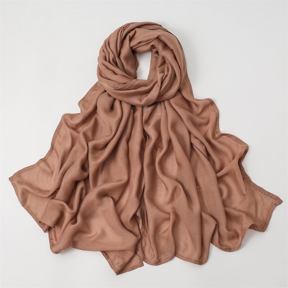 Solid Color Polyester Shawl In Dyed Black, Suitable For All Seasons, Stylish Scarf Accessory