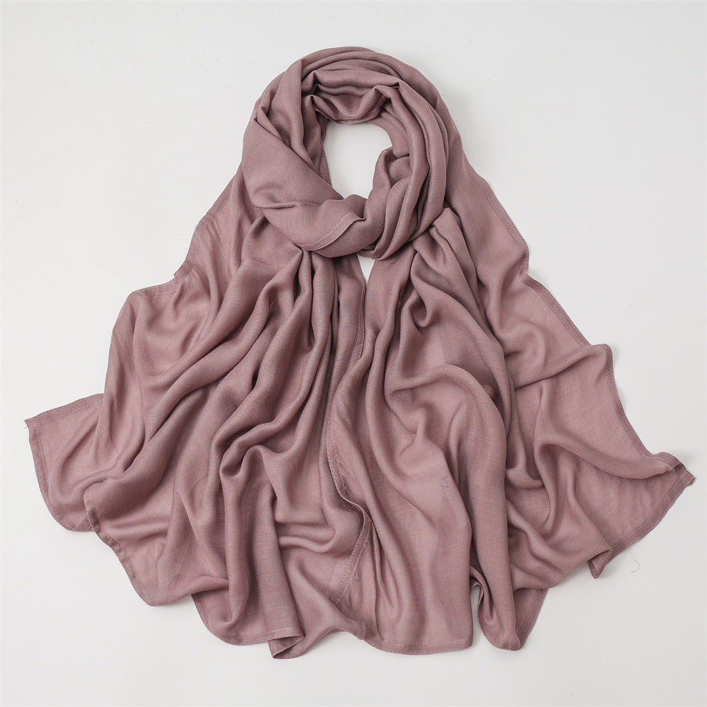 Solid Color Polyester Shawl In Dyed Black, Suitable For All Seasons, Stylish Scarf Accessory