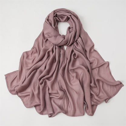 Solid Color Polyester Shawl In Dyed Black, Suitable For All Seasons, Stylish Scarf Accessory