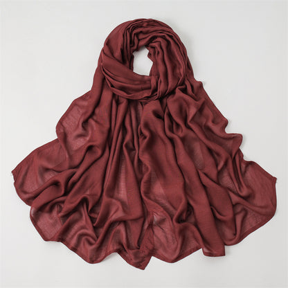 Solid Color Polyester Shawl In Dyed Black, Suitable For All Seasons, Stylish Scarf Accessory