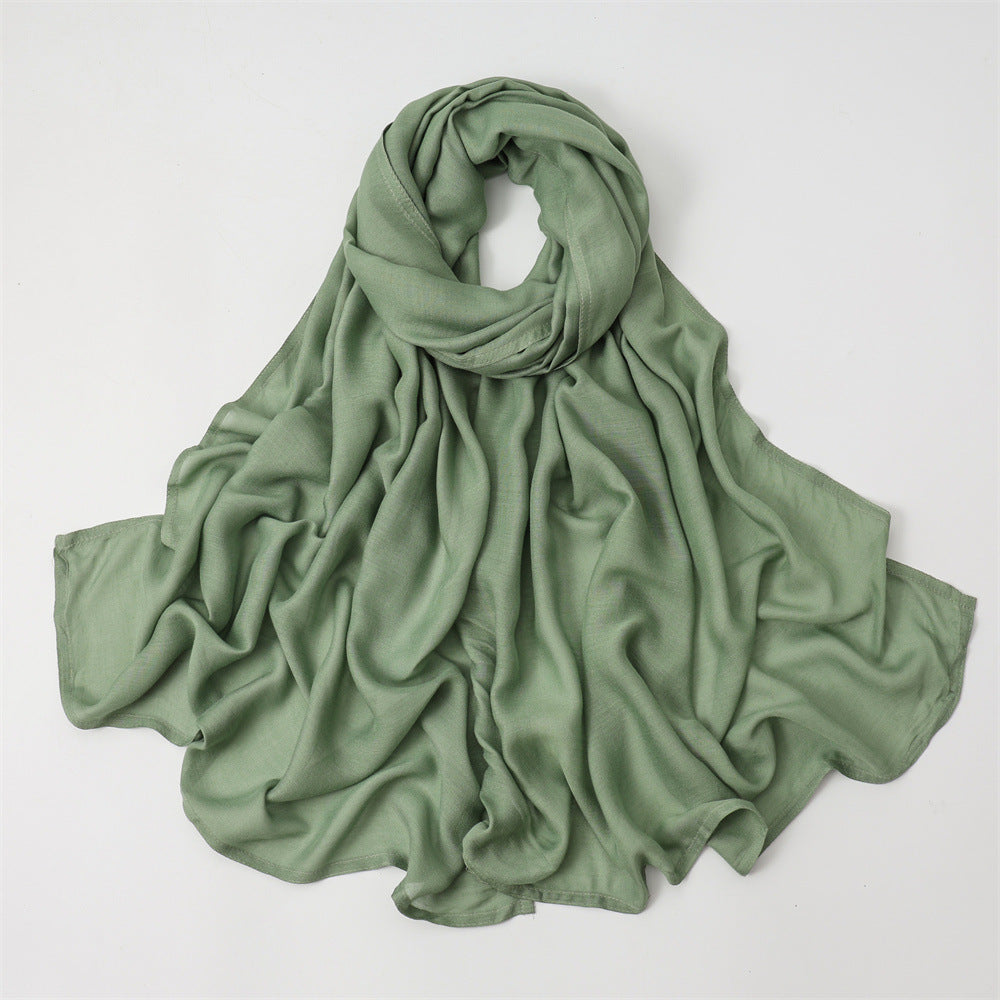 Solid Color Polyester Shawl In Dyed Black, Suitable For All Seasons, Stylish Scarf Accessory