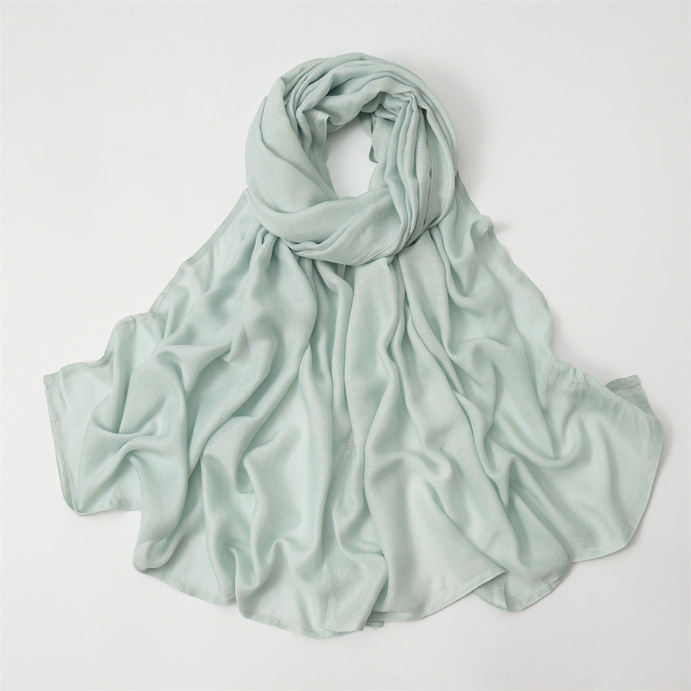 Solid Color Polyester Shawl In Dyed Black, Suitable For All Seasons, Stylish Scarf Accessory