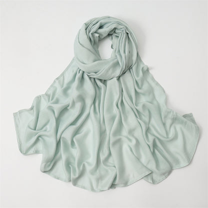 Solid Color Polyester Shawl In Dyed Black, Suitable For All Seasons, Stylish Scarf Accessory