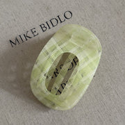 Transparent Checkered Abalone Clip - Lemon Yellow