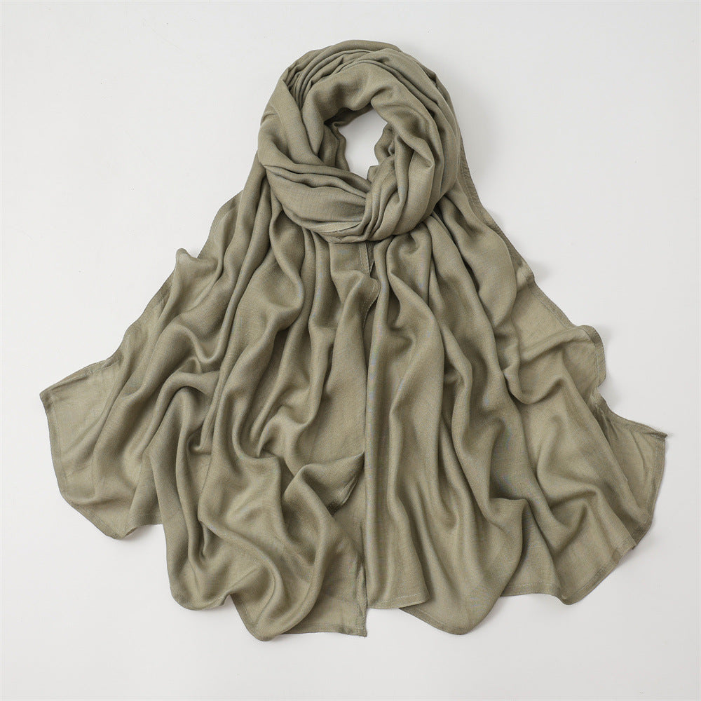 Solid Color Polyester Shawl In Dyed Black, Suitable For All Seasons, Stylish Scarf Accessory