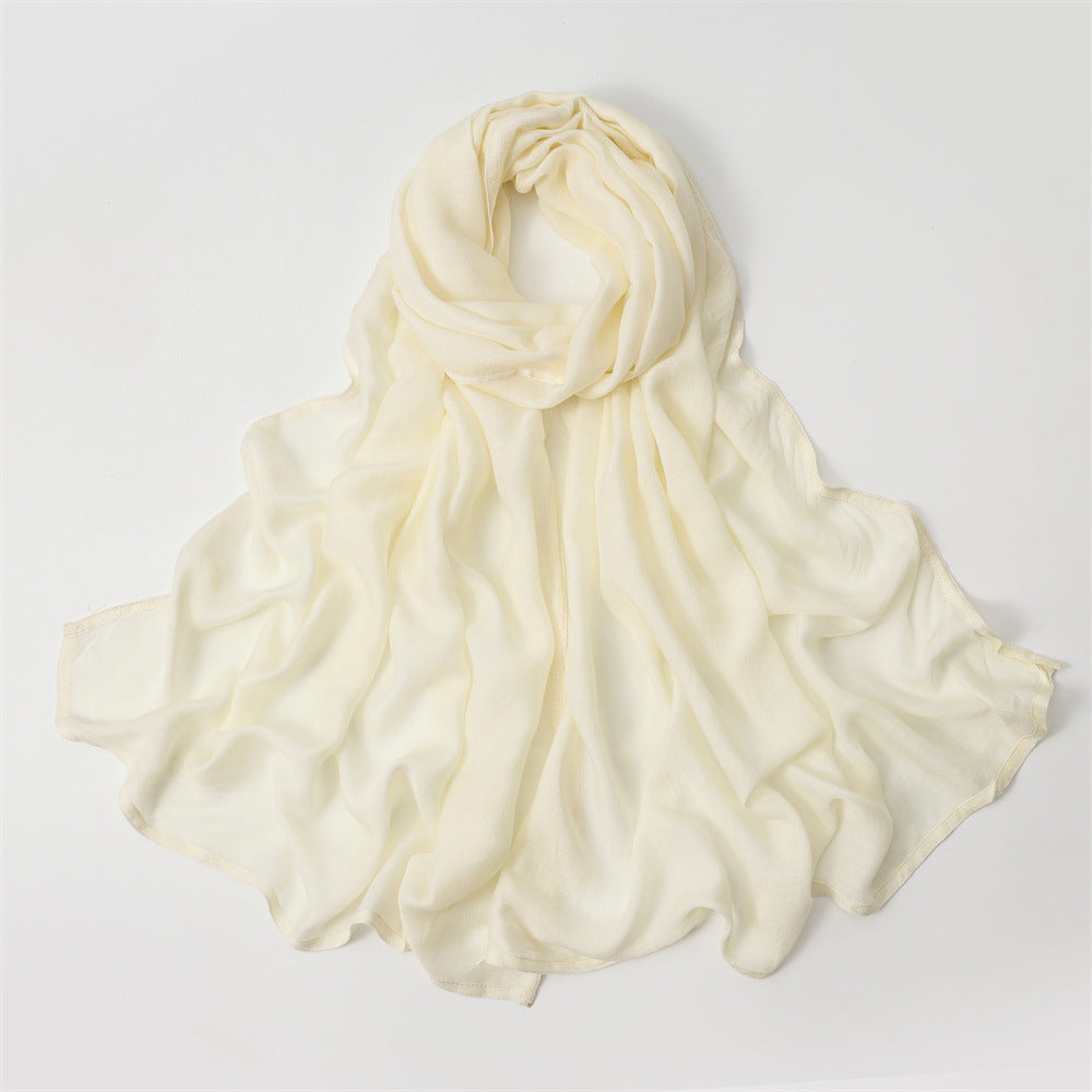 Solid Color Polyester Shawl In Dyed Black, Suitable For All Seasons, Stylish Scarf Accessory