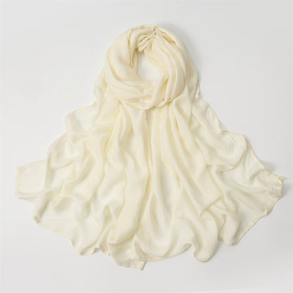 Solid Color Polyester Shawl In Dyed Black, Suitable For All Seasons, Stylish Scarf Accessory