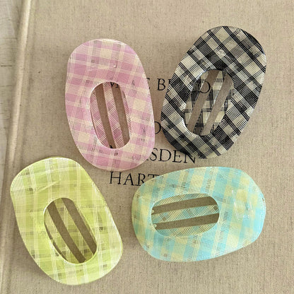 Vintage Style Checkered Hair Claws For Women In Black & White, Made Of Acetic Acid Sheets, Perfect For Summer