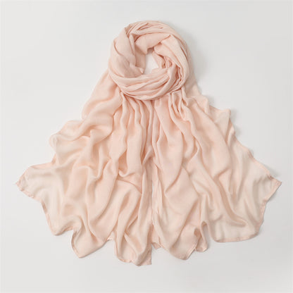 Solid Color Polyester Shawl In Dyed Black, Suitable For All Seasons, Stylish Scarf Accessory