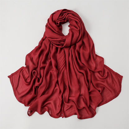 Solid Color Polyester Shawl In Dyed Black, Suitable For All Seasons, Stylish Scarf Accessory
