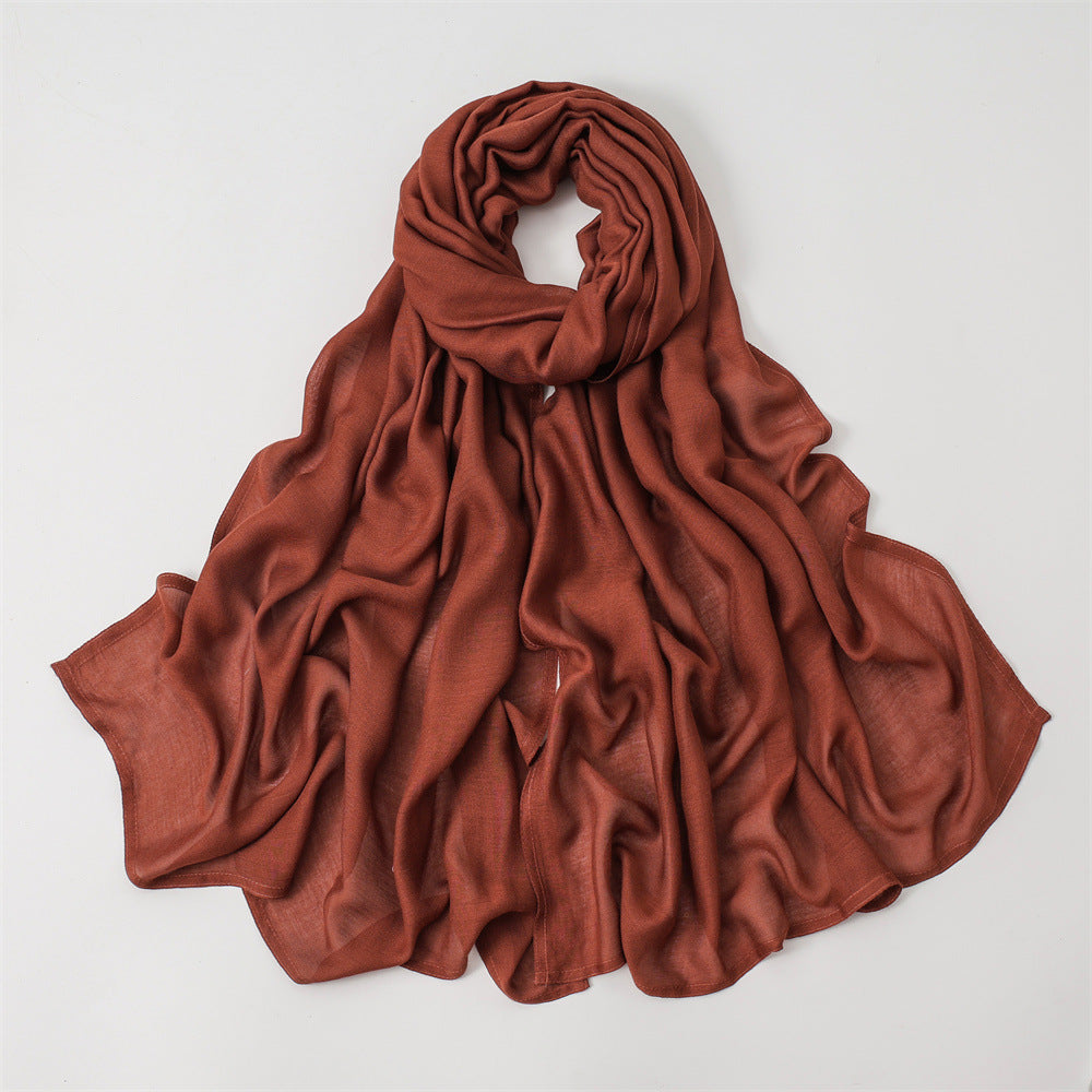 Solid Color Polyester Shawl In Dyed Black, Suitable For All Seasons, Stylish Scarf Accessory