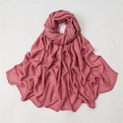 Solid Color Polyester Shawl In Dyed Black, Suitable For All Seasons, Stylish Scarf Accessory