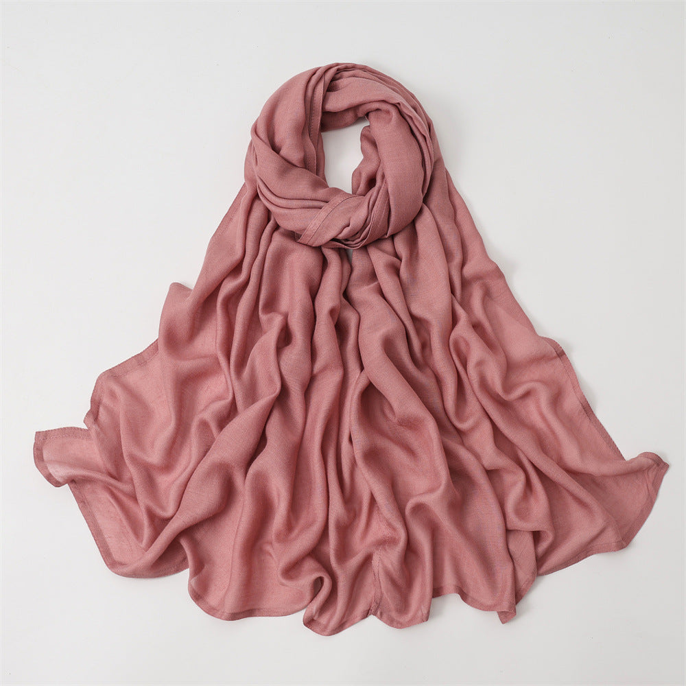 Solid Color Polyester Shawl In Dyed Black, Suitable For All Seasons, Stylish Scarf Accessory