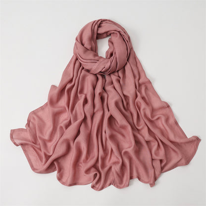 Solid Color Polyester Shawl In Dyed Black, Suitable For All Seasons, Stylish Scarf Accessory