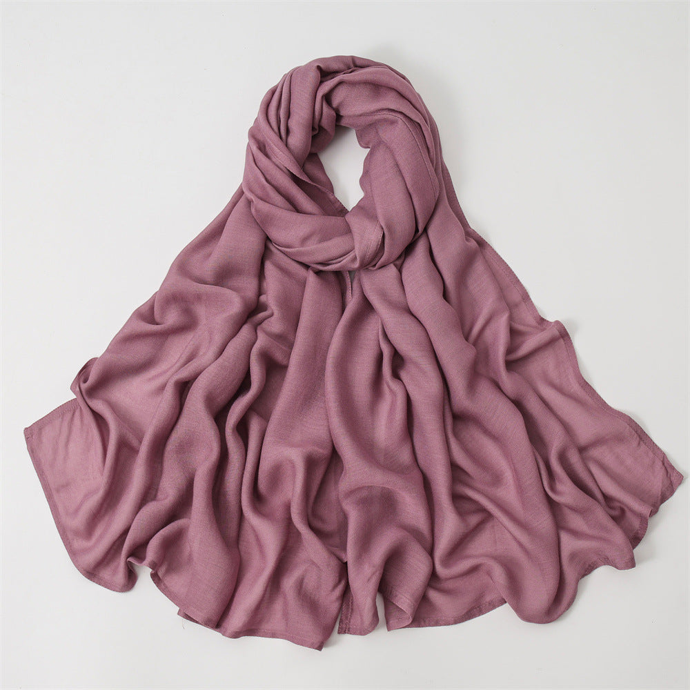 Solid Color Polyester Shawl In Dyed Black, Suitable For All Seasons, Stylish Scarf Accessory
