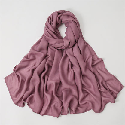 Solid Color Polyester Shawl In Dyed Black, Suitable For All Seasons, Stylish Scarf Accessory