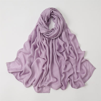 Solid Color Polyester Shawl In Dyed Black, Suitable For All Seasons, Stylish Scarf Accessory