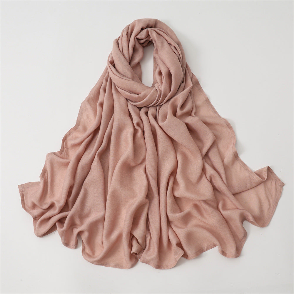 Solid Color Polyester Shawl In Dyed Black, Suitable For All Seasons, Stylish Scarf Accessory