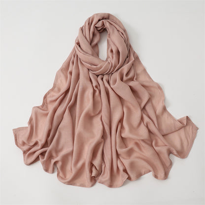 Solid Color Polyester Shawl In Dyed Black, Suitable For All Seasons, Stylish Scarf Accessory