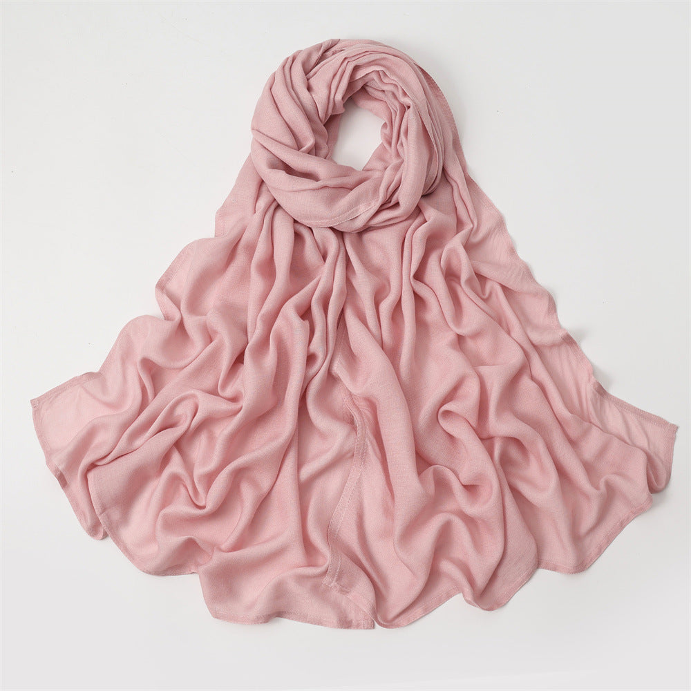 Solid Color Polyester Shawl In Dyed Black, Suitable For All Seasons, Stylish Scarf Accessory