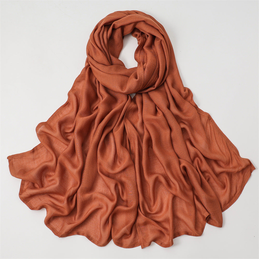 Solid Color Polyester Shawl In Dyed Black, Suitable For All Seasons, Stylish Scarf Accessory