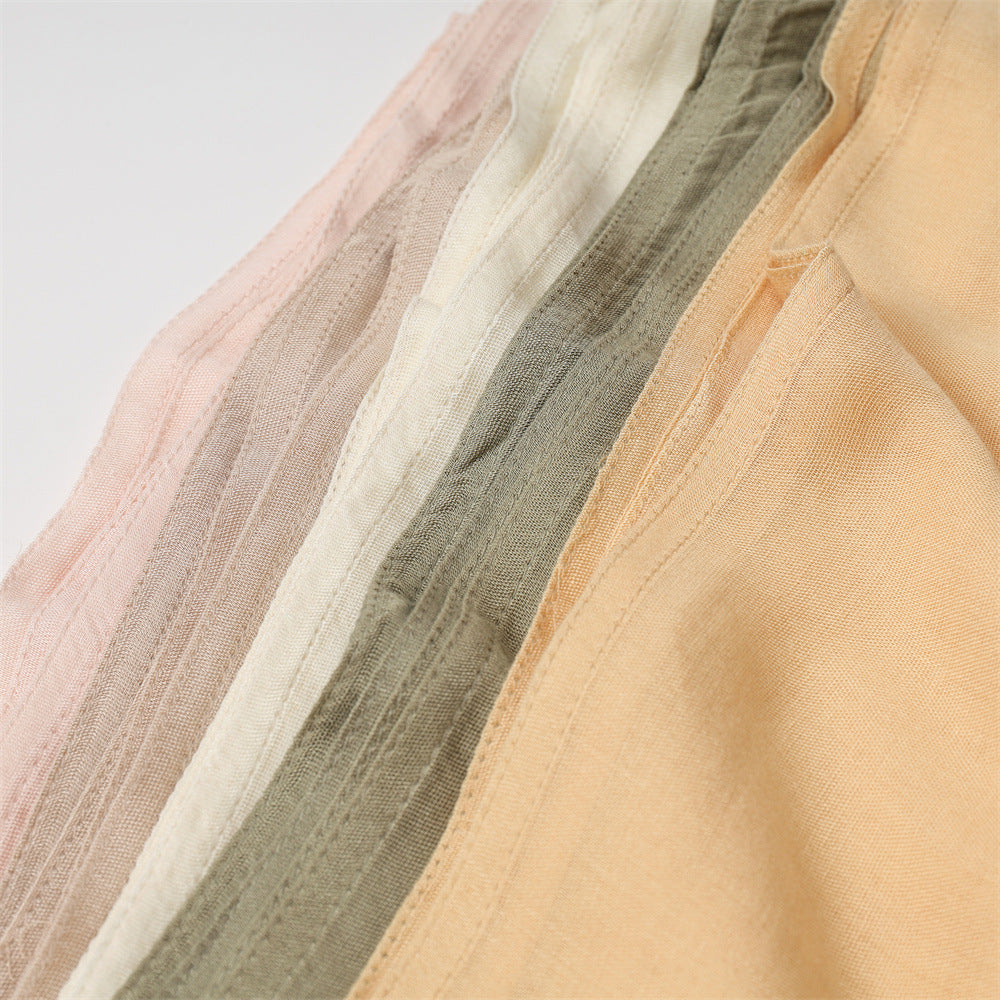 Solid Color Polyester Shawl In Dyed Black, Suitable For All Seasons, Stylish Scarf Accessory